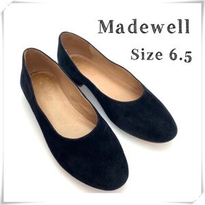 MADEWELL Leia Suede Round toe Ballet Flat Shoes in Black
